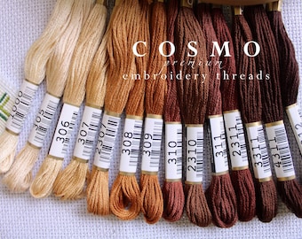 COSMO Embroidery Floss Bundles / Cosmo Thread Set / Cosmo Embroidery Thread #25 / Hand Embroidery Thread / Brown, Beige Cosmo Floss