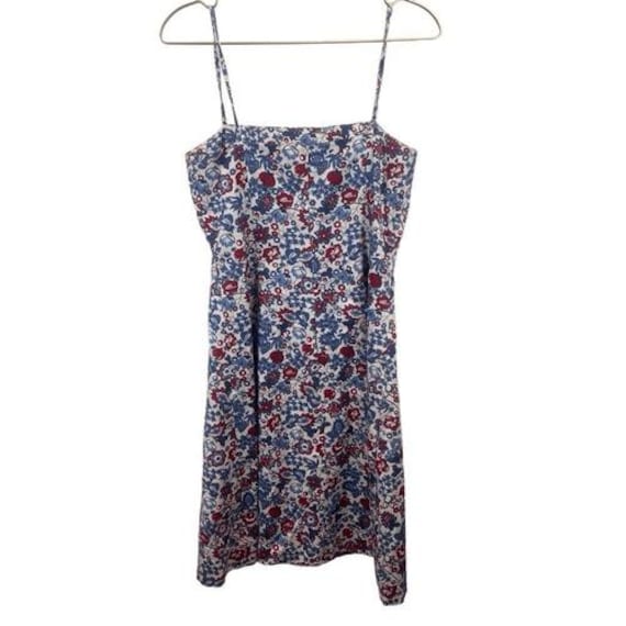 strapless open back dress Ann Taylor Women's Red Floral Sleeveless Cami Camisole Square Neck Midi  Dress 8