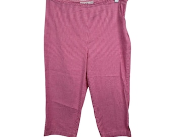 Pantalones capri de cuadros rosas estilo tiramisú Y2K para mujer, talla 8, cropped, hechos en EE. UU.