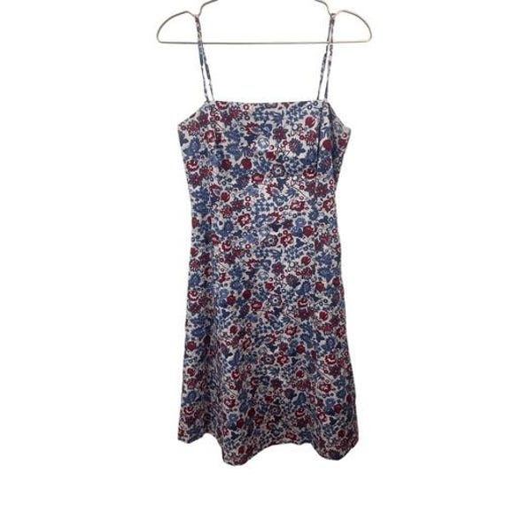 Vintage Ann Taylor 100% Cotton Square Neck Red Blue Floral Dress Size S 4 -  Etsy