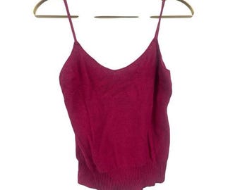 American Vintage Y2K zijden katoenen tanktop Coquette felroze maat Small