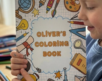 Libro para colorear infantil personalizado: Libro de actividades con nombre personalizado, letras, números y mapa de EE. UU. (A4)