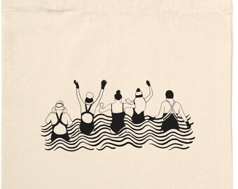 Wild Schwimmen Tote Bag, Geschenk für Open Water Schwimmer, kaltes englisches Meer Schwimmtasche, Outdoor Hobbies für Frauen, Geschenke für Mama
