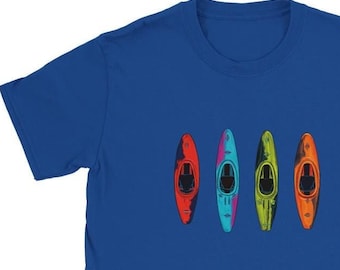 Kayak Boats T-Shirt, Kayaking Gifts, Colourful White Water Kayaker Shirt, Pyranha Kayaks Tshirt, Dad Gift, Outdoorsy Water Sports T-shirt