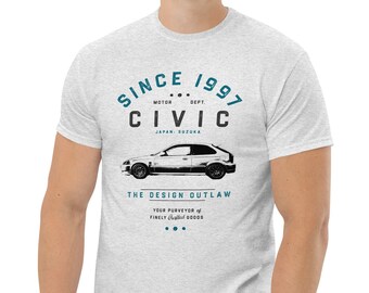 Civic Type R T-Shirt Classic JDM Enthusiast Tee Vintage Japanese Sports Car Shirt Apparel Soft Cotton Unique Gift for Car Lovers Mens Womens