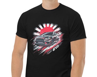 Evo T-Shirt Lancer JDM Sports Car Enthusiast Tee Turbo Auto Fan Shirt Retro Car Lover Top Soft Cotton Unique Gift for Car Enthusiasts