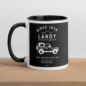 Landy Defender Coffee Mug Unique Vintage Classic Accessory Gift for Him Her classic British Car 4x4 Gifts Mens Womens