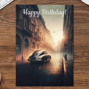 Tarjeta de cumpleaños THREE FIFTY SIX, regalo clásico de coche antiguo para él y ella, tarjeta para hombre y mujer, tarjeta de regalo para papá e hijo de Nine Eleven