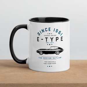 Vintage E-Type Coffee Mug: Classic British Car Accessory