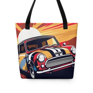Mini Cooper Tote Bag: Colorful Car Art, Shopper Bag