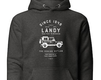 Landy Defender Hoodie - Vintage Classic British 4x4 Clothing - Birthday Car Gifts For Him Her