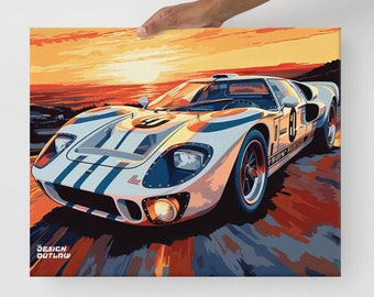GT40 Le Mans Racing Car Canvas Print: Classic Car Wall Art
