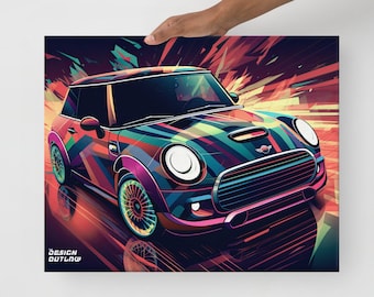 Mini Cooper Thin Canvas Home Decor Artwork Prints Mini Classic Car Wall Art Painting
