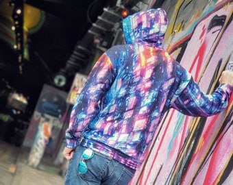 Cyberpunk Streetwear Hoodie Neon Print Cyberpunk Clothing Fashion Bladerunner-style Hooded Sweatshirt