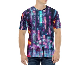 Cyberpunk-T-shirt: neonstad all-over print