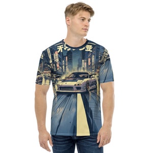 RX7 T-Shirt - All Over Print Graphic Japanese Style Graphic Art Clothing - Mens Car Gift