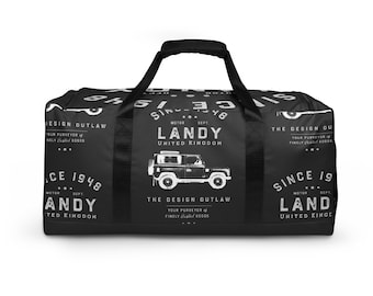 Landy Defender Duffle Bag All Over Vintage Print Classic British 4x4 Gift Bag Accessory