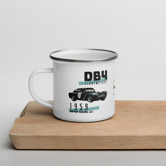Aston Martin DB4 Enamel Mug: Classic British Car Gift