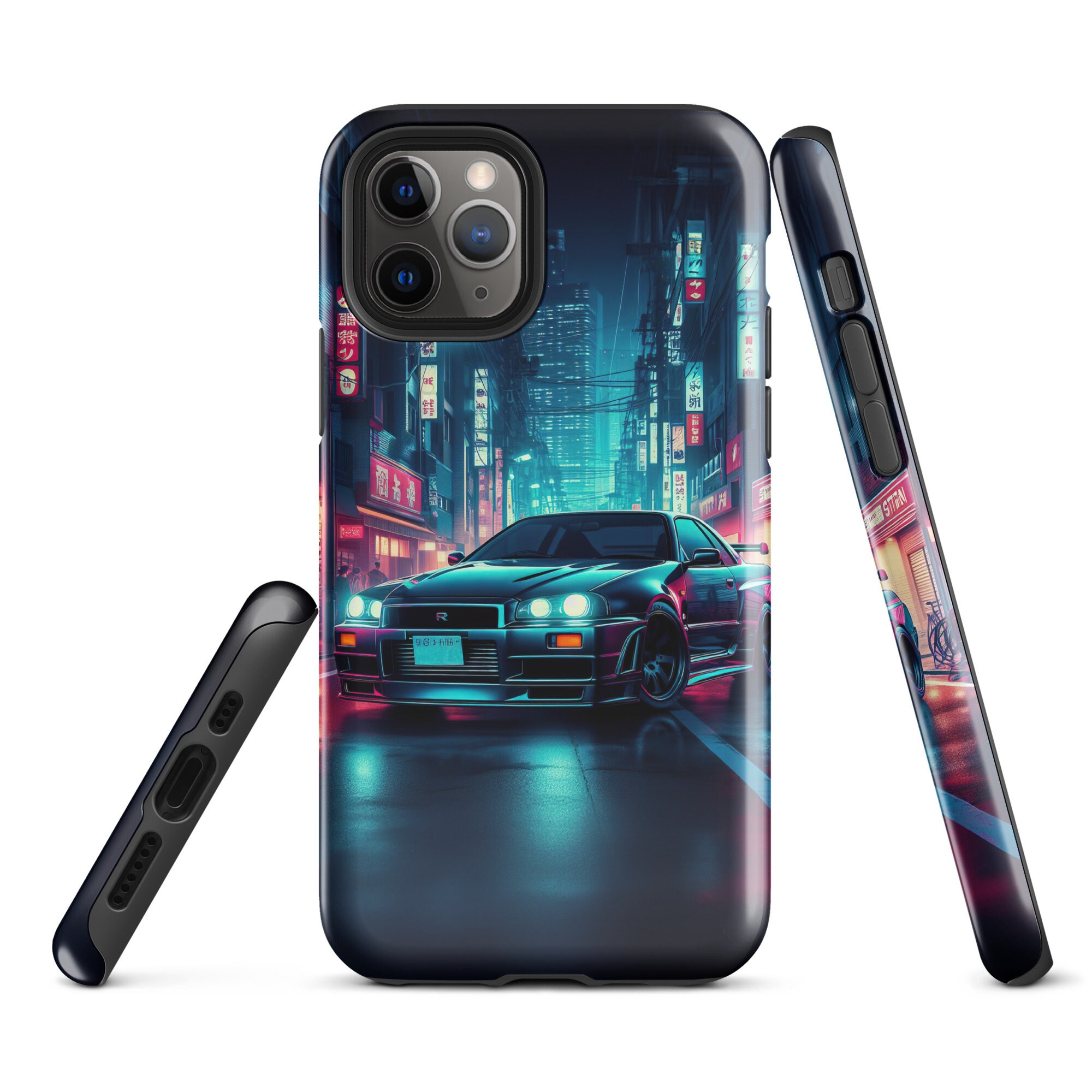 R34 スカイライン iPhone ケース: サイバーパンク 東京 JDM タフケース