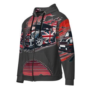 Mini Cooper Zip Hoodie: Classic British Car All Over Print