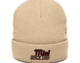 Mini Cooper Ribbed Knit Beanie Classic British Mini Car Hat Clothing Gifts Recycled