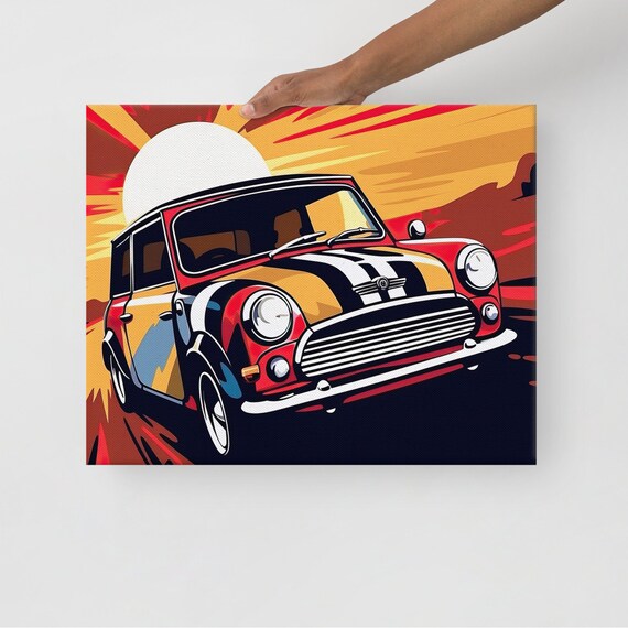 ミニクーパー　（British Car）キャンバスアートプリント　定価約3万円 Mini Cooper Canvas Print: Iconic British Car Wall Art - Etsy