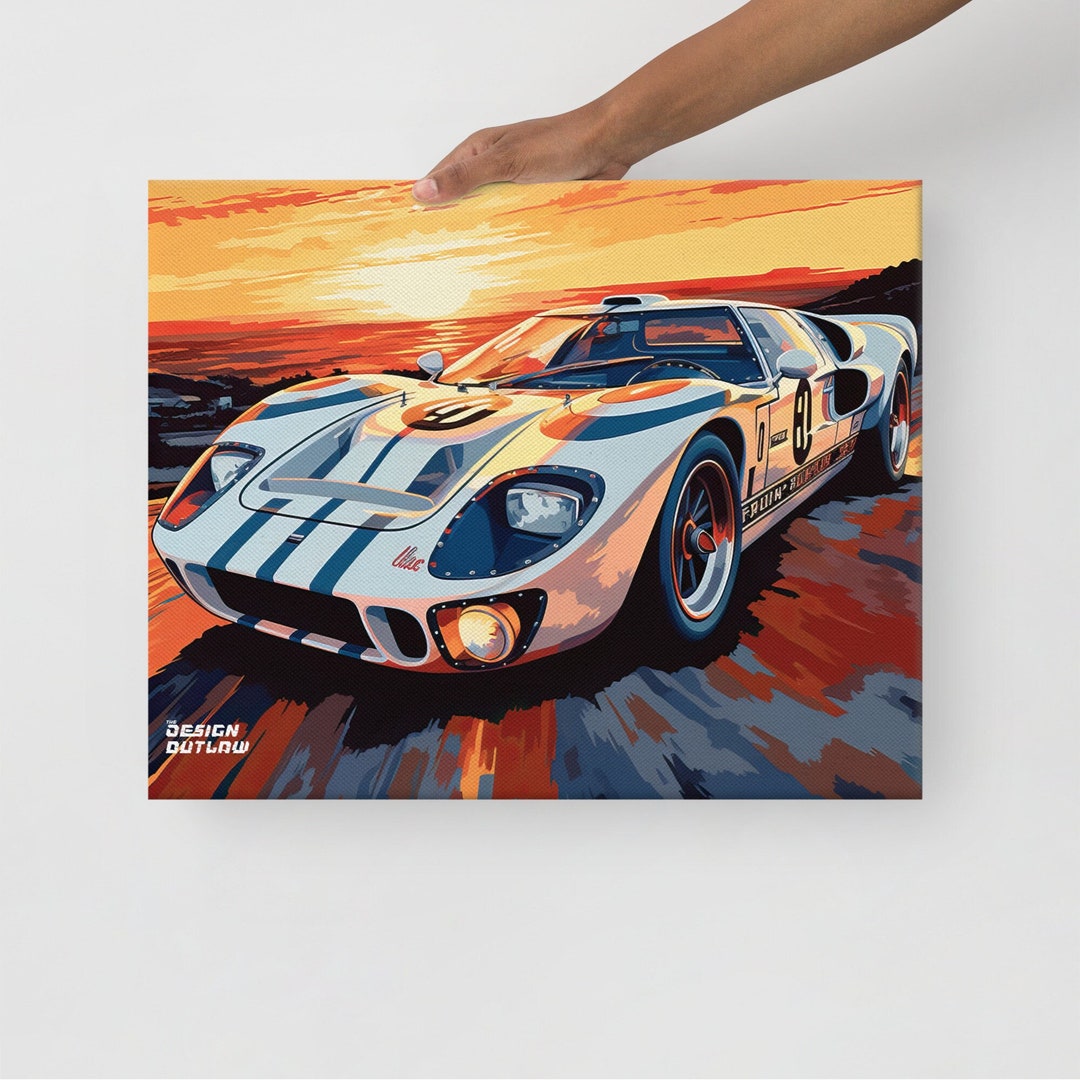 GT40 Thin Canvas Le Mans Racing Wall Art Print GT 40 1966 Race Car