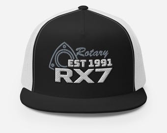 Embroidered RX7 Trucker Cap: 1991 Design, Car Enthusiast Snapback