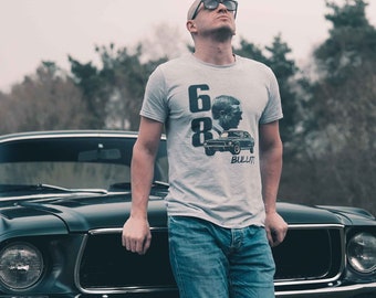 T-shirt Steve McQueen Bullitt Mustang, t-shirt Ford Mustang, chemise coupe fastback, idées cadeau voiture pour homme, vêtements Ford, cadeau pour lui, anniversaire