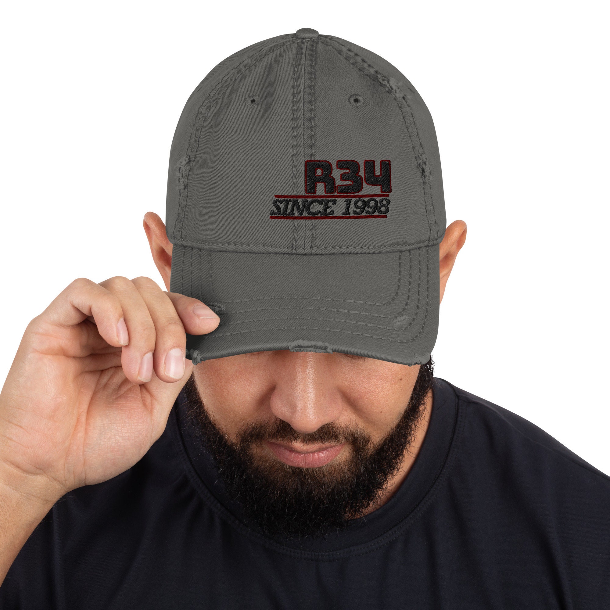 R34 Vintage Baseball Cap: Distressed Cotton Twill Dad Hat - Etsy