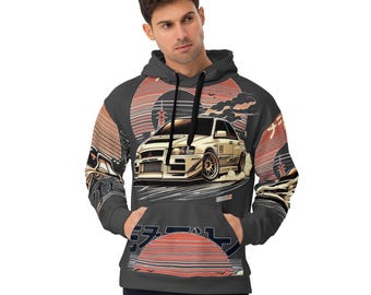 Felpa con cappuccio Evo Lancer con stampa integrale: abbigliamento per auto giapponesi JDM