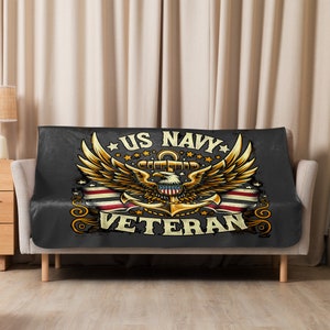 US Navy Veteran Sherpa Blanket: Military Gift