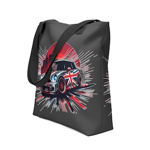 Mini Cooper Tote Bag: British Flag Design, Reusable Grocery Shopper