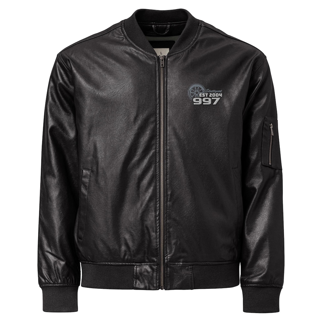 Embroidered 997 Faux Leather Bomber Jacket - Automotive Gift - Etsy