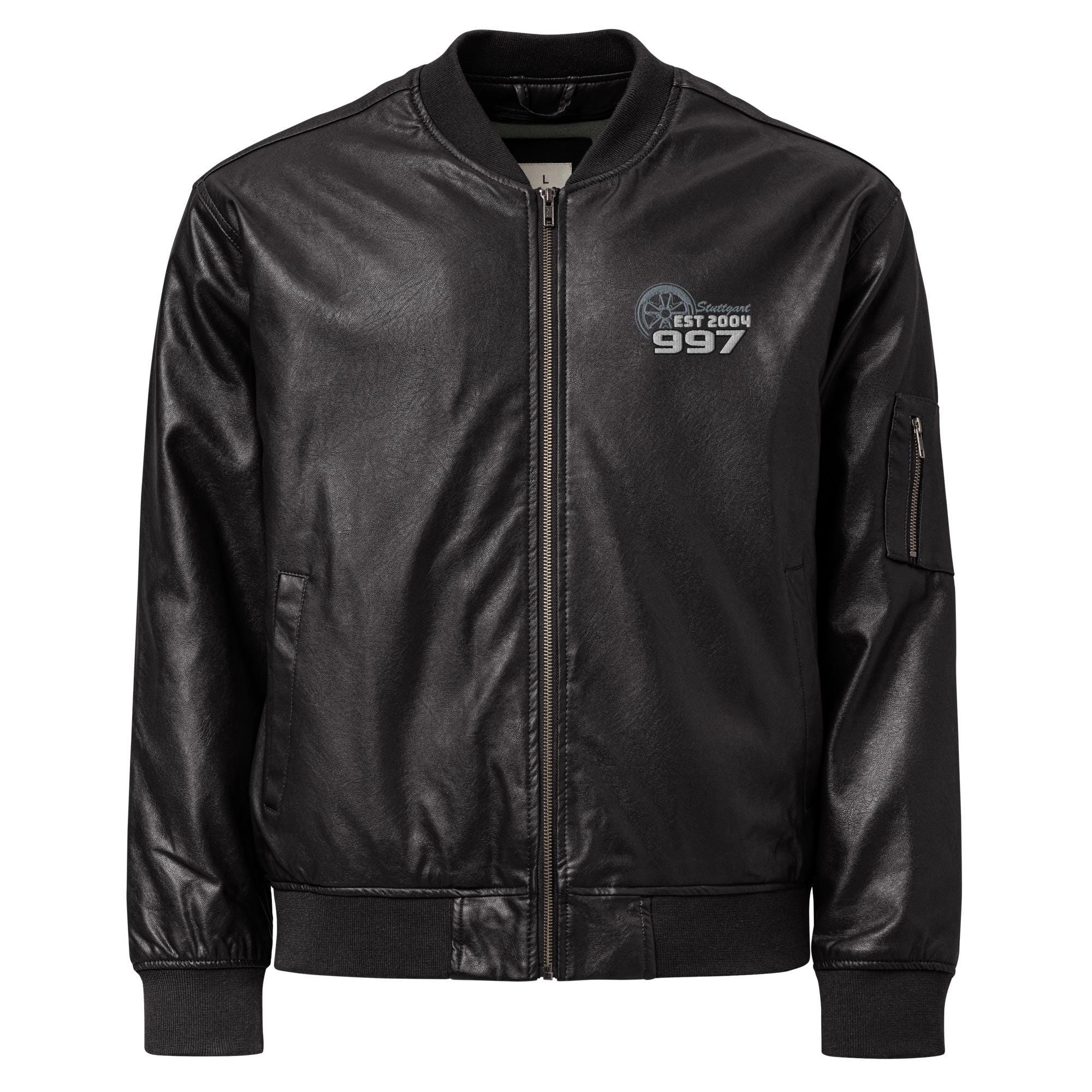 Embroidered 997 Faux Leather Bomber Jacket - Automotive Gift - Etsy