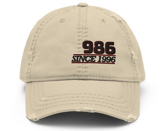 986 Vintage Baseball Cap: Distressed Dad Hat, Embroidered Since 1996