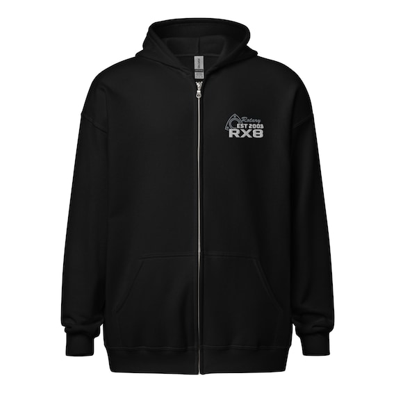 Embroidered RX8 Zip Hoodie: Lightweight Fleece, Car Enthusiast Embroidered RX8 Zip Hoodie: Lightweight Fleece, Car Enthusiast