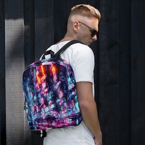 Cyberpunk Backpack Bag Cyberpunk College School Bag University Neon Color Gift for Him, Gift for Her