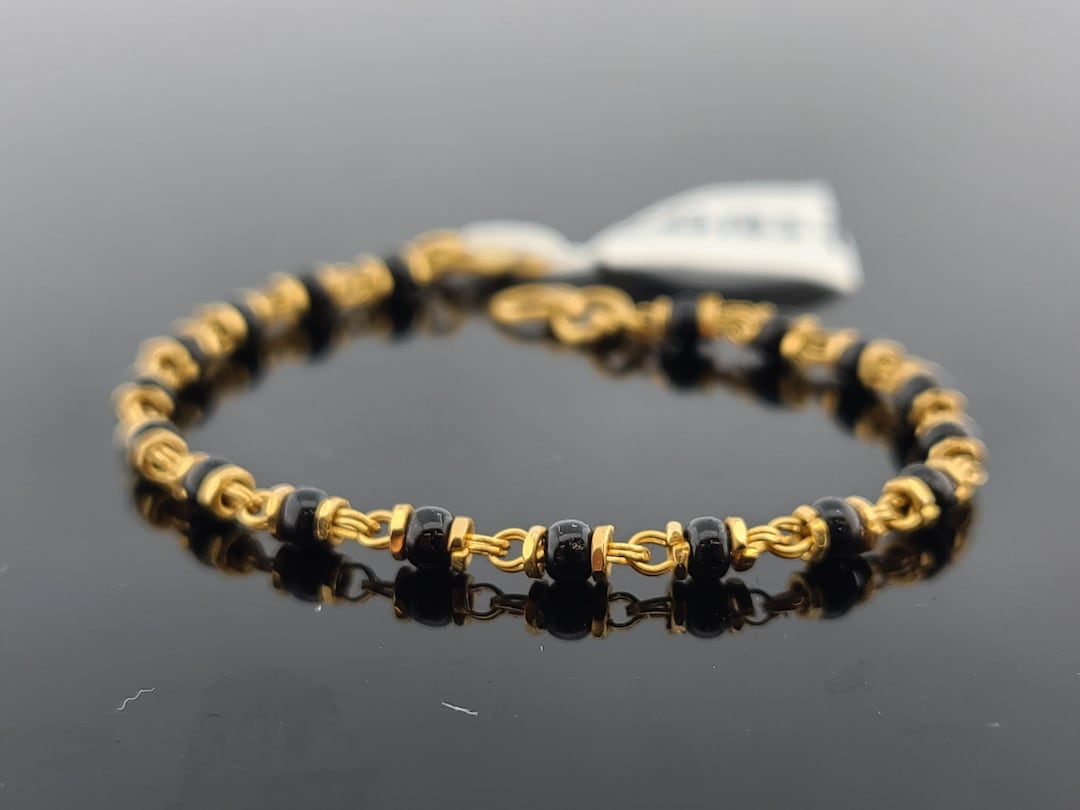 22K Solid Gold Black Beads Bracelet CB1857 Etsy