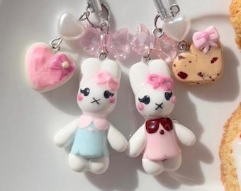 Miffy Phone Charm | Handmade Polymer Clay Cookie Phone and Bag Accessory | Kawaii Gift For Her