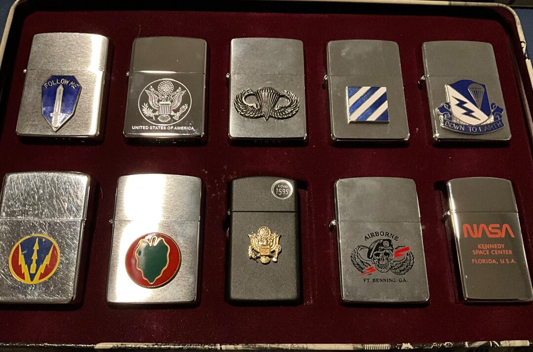 Zippos Military Themed Set of 10 Vintage Unstruck Etsy