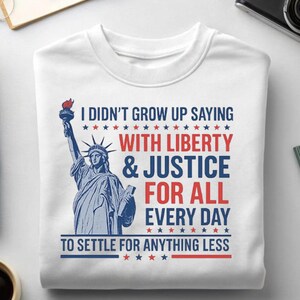 Liberty and Justice For All Shirts Human Rights TShirt 4th of July Equality Sweatshirt Resist DEI Tee Shirts Pledge Of Allegiance Shirt