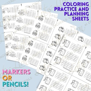 Mini Coloring Practice Sheets Set 2 |Color Blending, Shading, Patterns, Color Palettes | Digital Download Alcohol Markers & Colored Pencils
