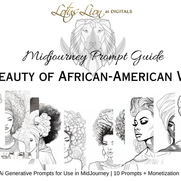 Empowering Midjourney Prompt Guide: Celebrating Timeless Beauty of African-American Women - Artistic Inspiration, Coloring Pages, and More