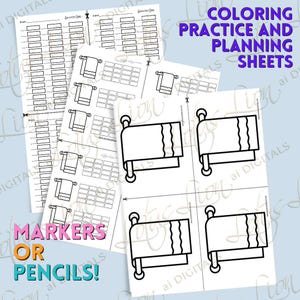Mini Coloring Practice Sheets Towel Bar |Color Blending, Shading, Patterns, Palettes | Digital Download Alcohol Markers & Colored Pencils