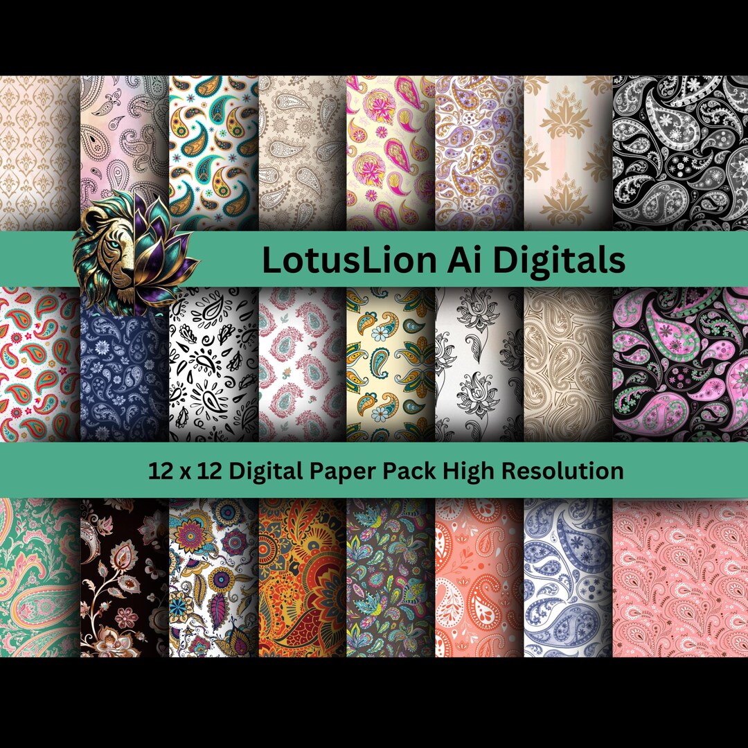Paisley Digital Paper Pack, 26 Seamless Patterns, 12x12 Scrapbook Paper ...