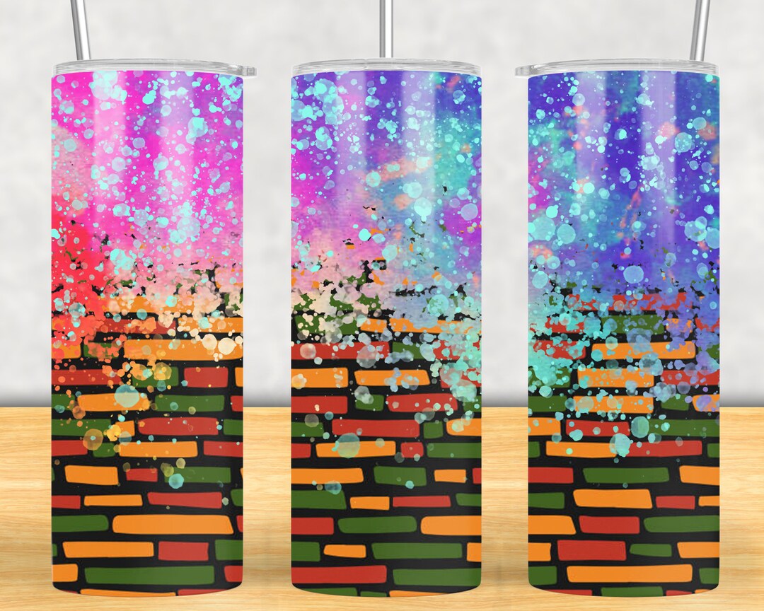 20 Oz Skinny Tumbler Pink Silver Glitter Wrap Tapered Straight Template ...