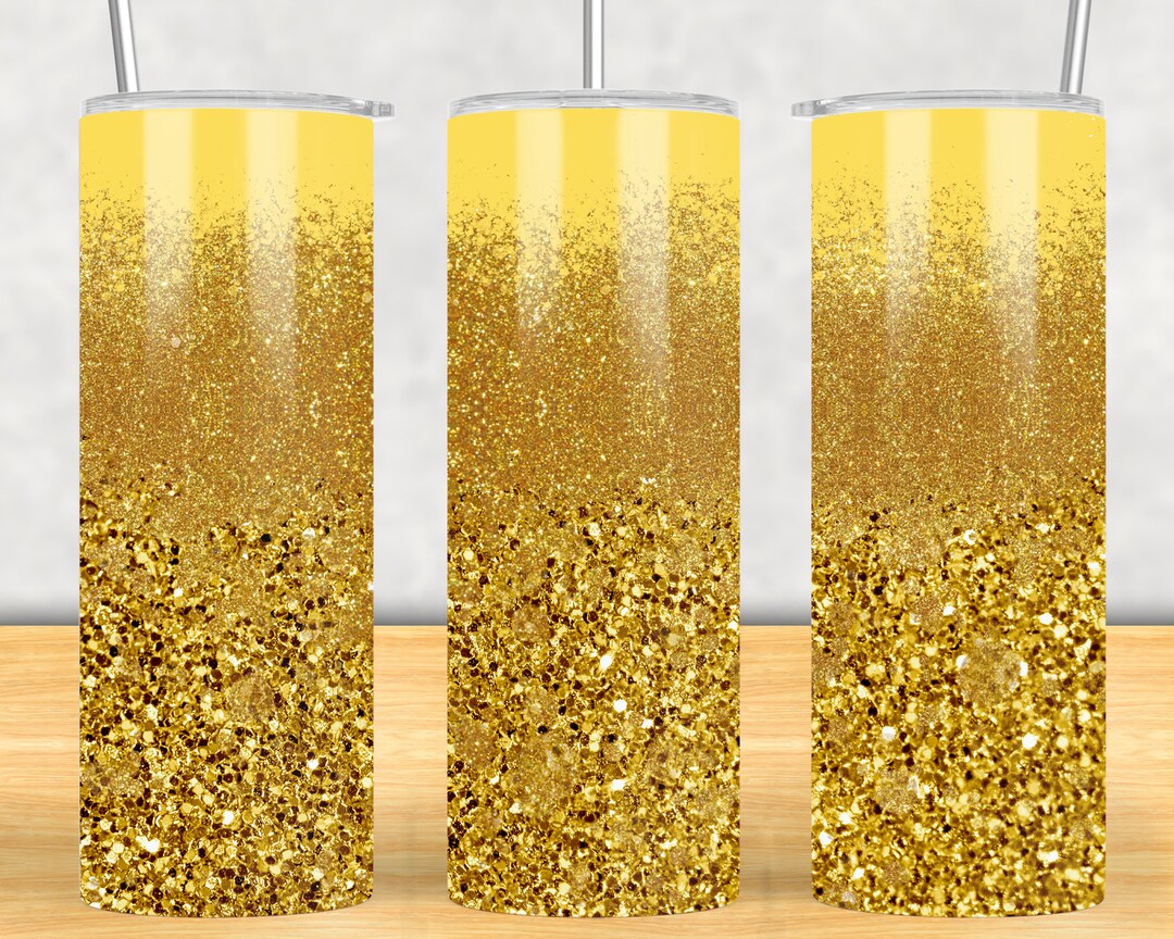 Yellow Glitter Tumbler Png Sublimation Design, 20 Oz Tumbler Yellow