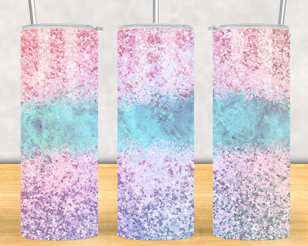 20 Oz Skinny Tumbler Pink Silver Glitter Wrap Tapered Straight Template ...