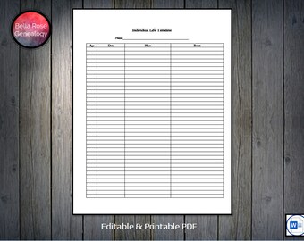 Individual Life Timeline Template - Family History Research